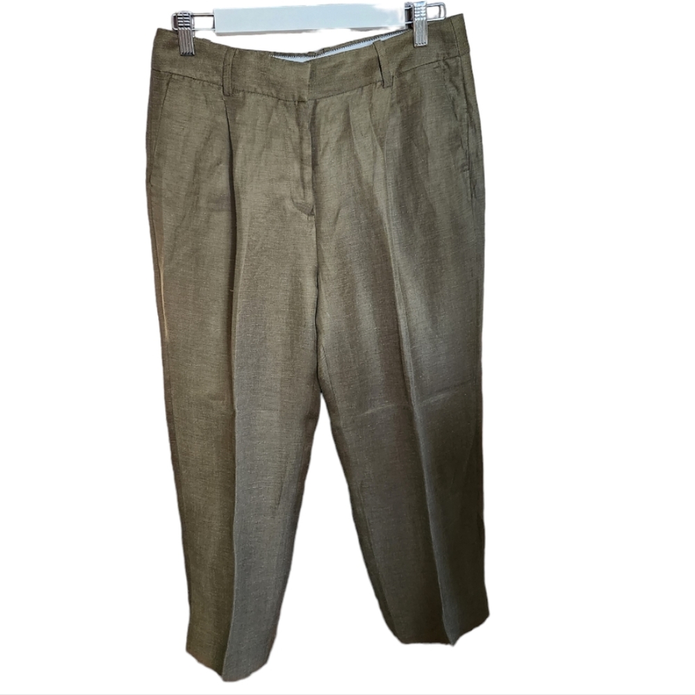 J Crew Pleated Linen-Cupro Blend Trouser